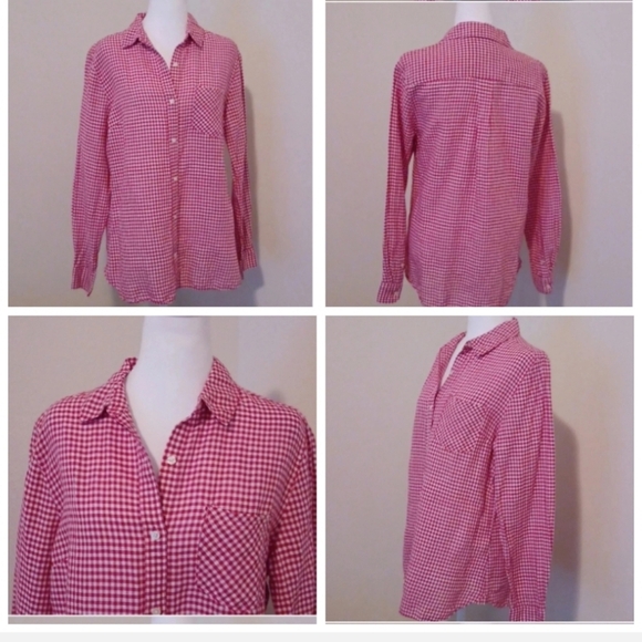 💙🌺Banana Republic Red and white button-down shirt - Picture 1 of 11